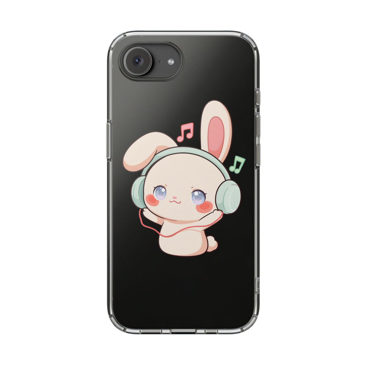 Kawaii Bunny Phone Case, Cute Music Lover Gift