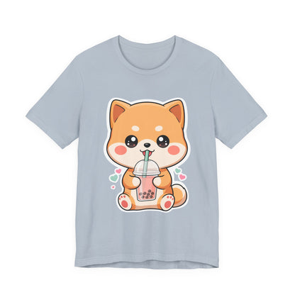 Kawaii Shiba Bubble Tea T-Shirt for Boba Lovers