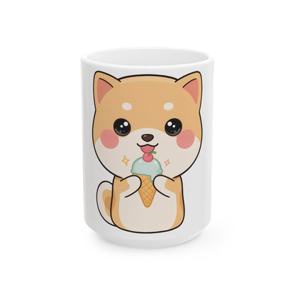 Kawaii Shiba Inu Mug – Cute Ice Cream Dog Ceramic Cup