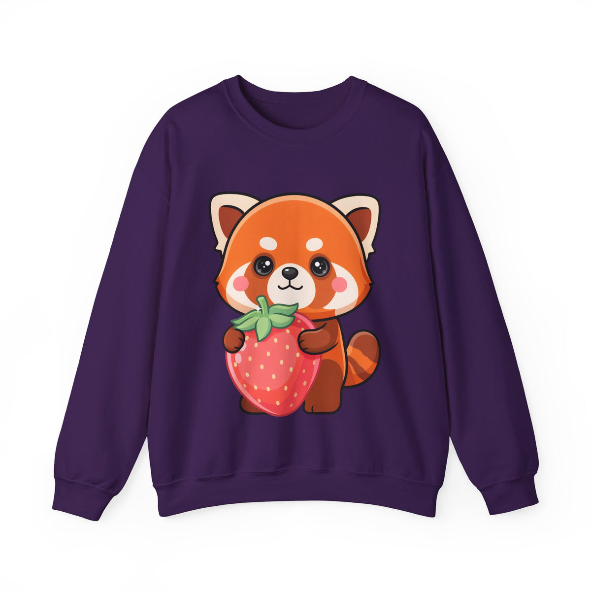 Kawaii Red Panda Sweatshirt, Cute Strawberry Hug Crewneck