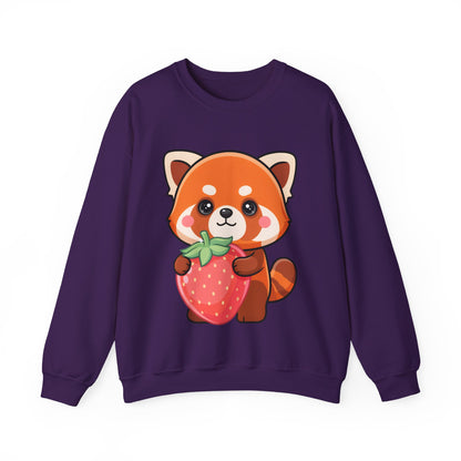 Kawaii Red Panda Sweatshirt, Cute Strawberry Hug Crewneck
