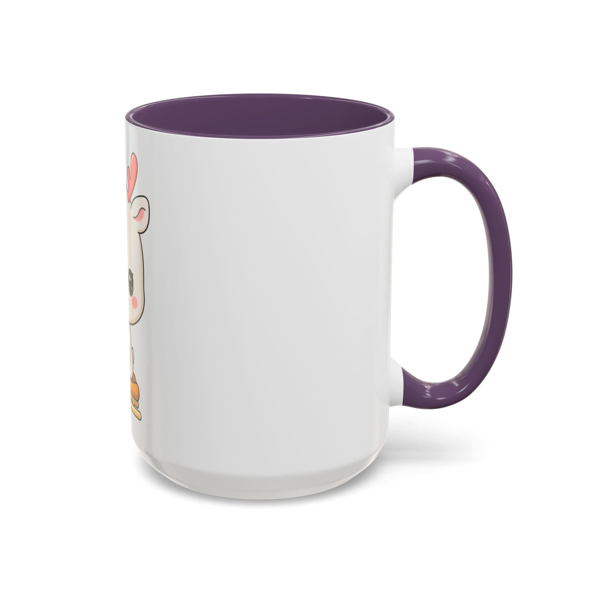 Christmas Reindeer Accent Coffee Mug, Cute Kawaii Sledding Gift