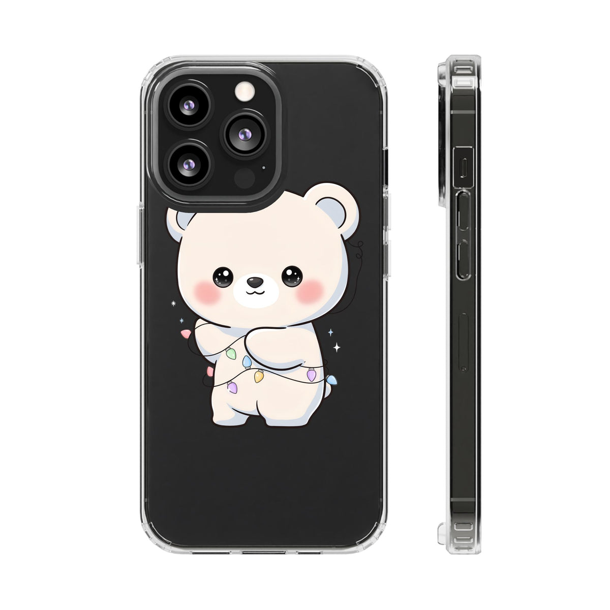 Kawaii Polar Bear Phone Case with Fairy Lights
