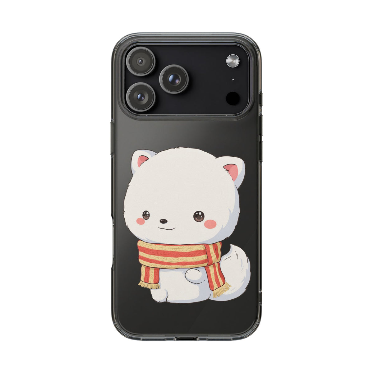 Kawaii Arctic Fox Phone Case, Cozy Christmas Scarf