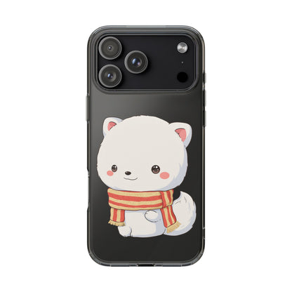Kawaii Arctic Fox Phone Case, Cozy Christmas Scarf