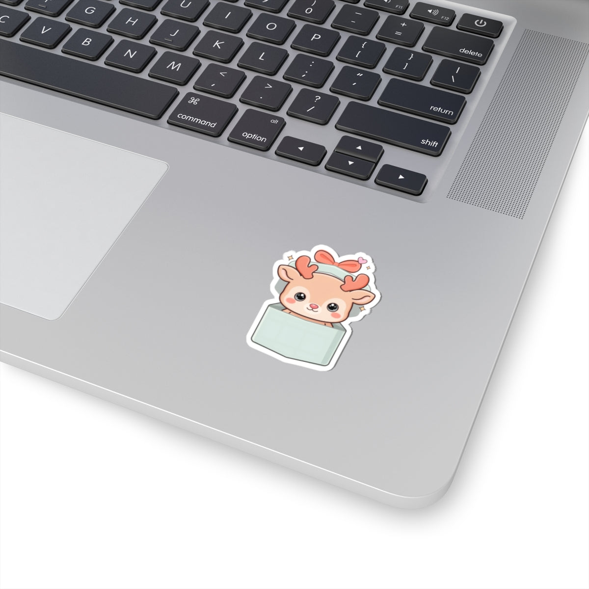 Kawaii Reindeer Sticker, Cute Christmas Gift Box Decal