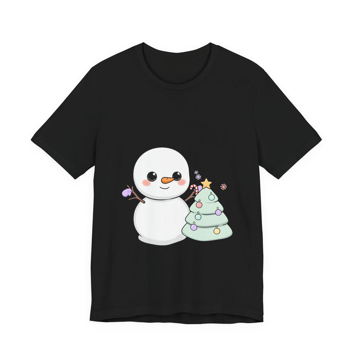 Kawaii Snowman Christmas T-Shirt for Festive Outfits