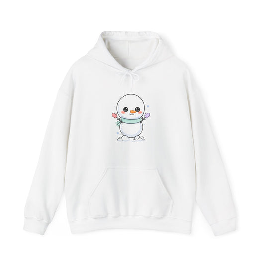 Kawaii Snowman Hoodie, Cute Winter Unisex Sweatshirt