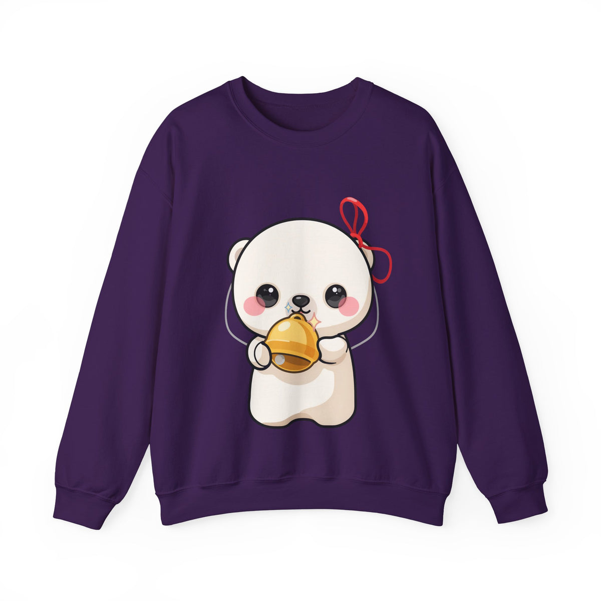 Kawaii Polar Bear Sweatshirt, Jingle Bell Holiday Crewneck