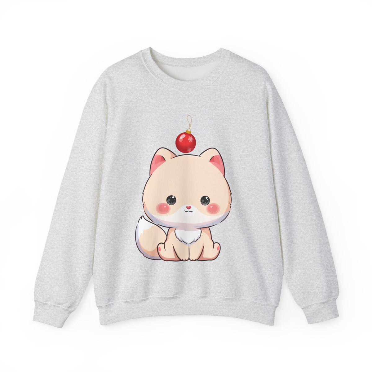 Kawaii Arctic Fox Christmas Sweatshirt, Cute Holiday Crewneck