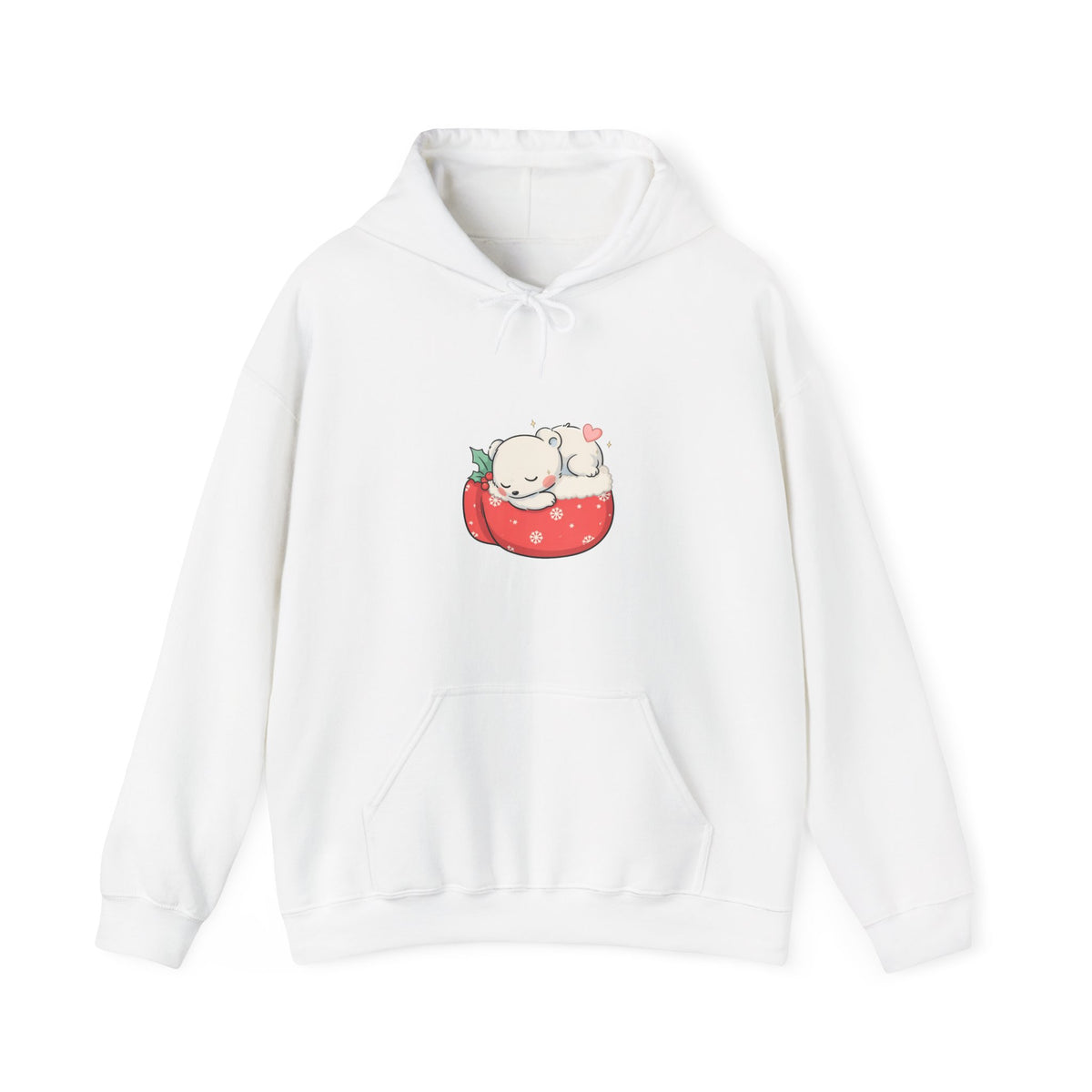 Christmas Polar Bear Hoodie, Kawaii Holiday Sweatshirt