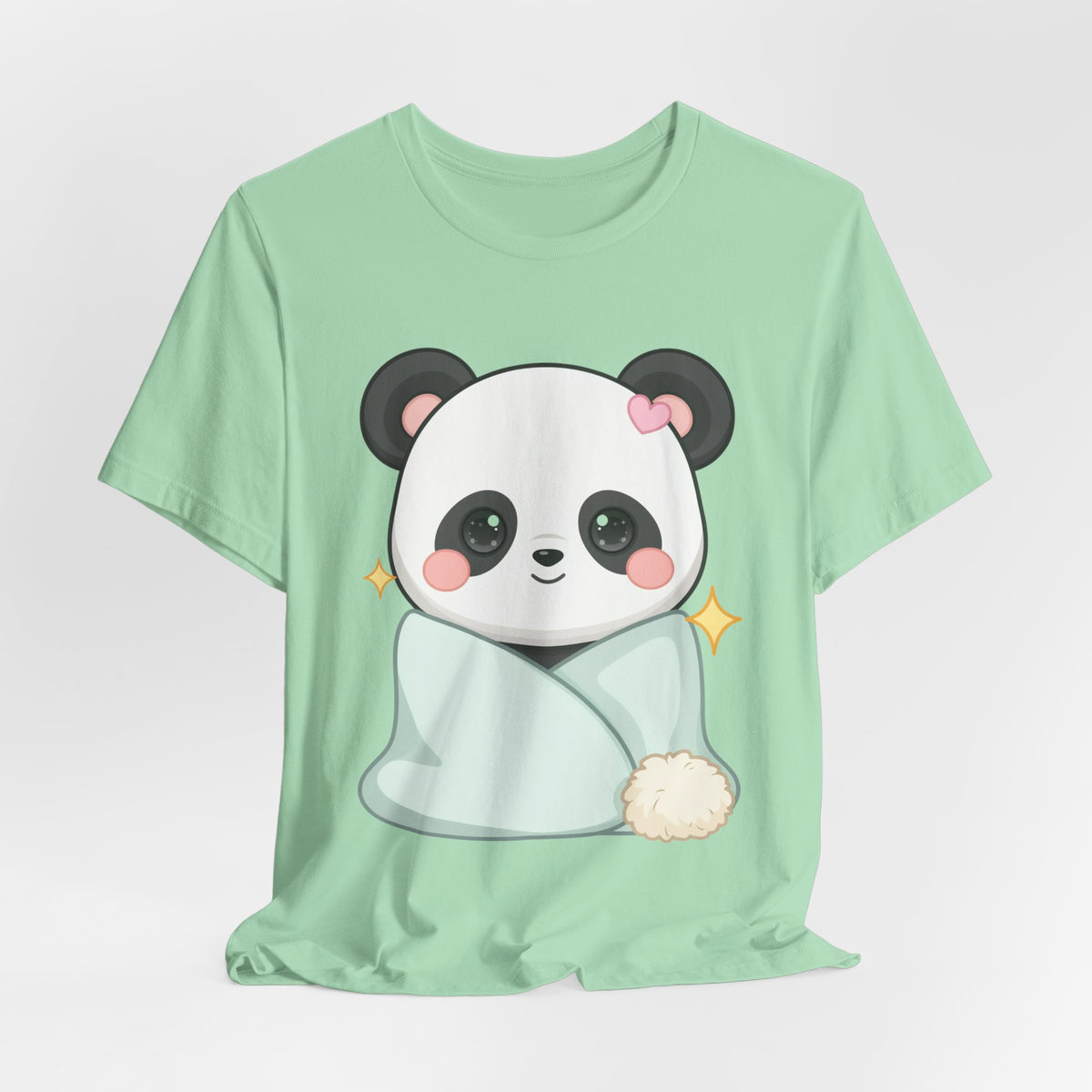 Kawaii Panda T-Shirt, Cozy Blanket Chibi Animal Tee