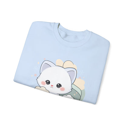 Kawaii Arctic Fox Sweatshirt, Cute Gift Box Fox Crewneck