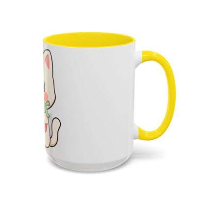 Kawaii Cat Strawberry Accent Coffee Mug