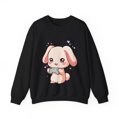 Kawaii Gamer Bunny Sweatshirt for Cozy Gaming Days