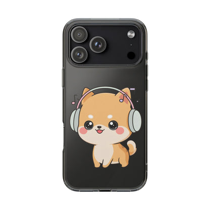 Kawaii Shiba Inu Phone Case – Music Lover Clear Case