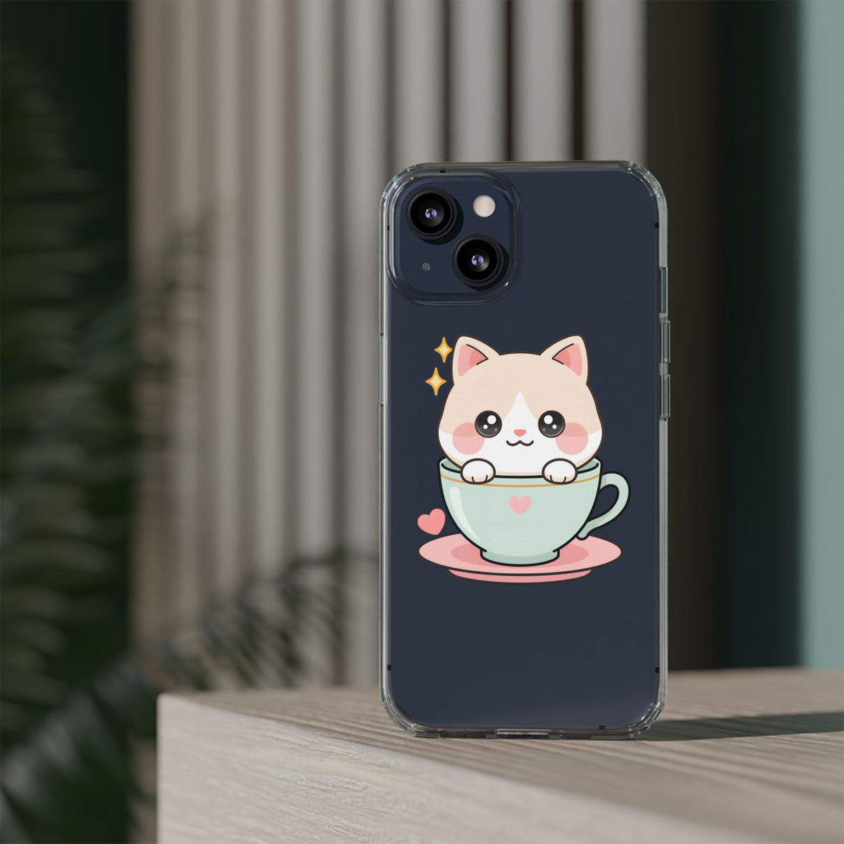 Kawaii Cat Phone Case, Cute Teacup Kitty Gift