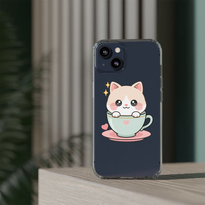 Kawaii Cat Phone Case, Cute Teacup Kitty Gift