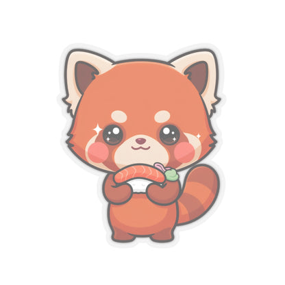 Kawaii Red Panda Sushi Kiss-Cut Sticker Gift