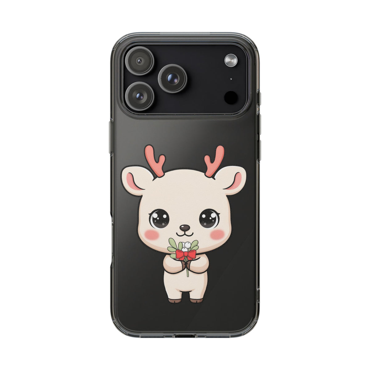 Kawaii Christmas Reindeer Clear Phone Case Gift