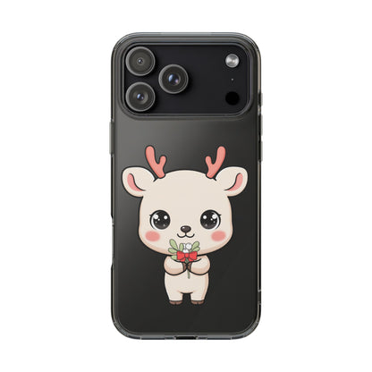 Kawaii Christmas Reindeer Clear Phone Case Gift
