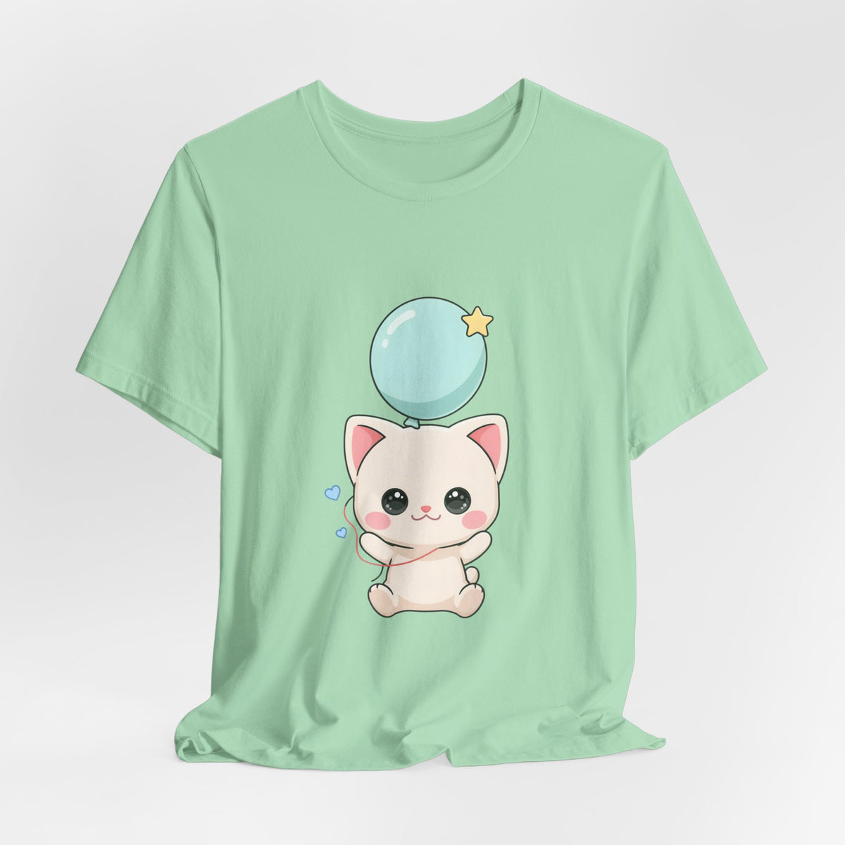 Kawaii Cat Balloon T-Shirt, Cute Chibi Kitty Tee