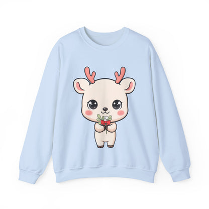 Kawaii Reindeer Sweatshirt, Cute Christmas Crewneck