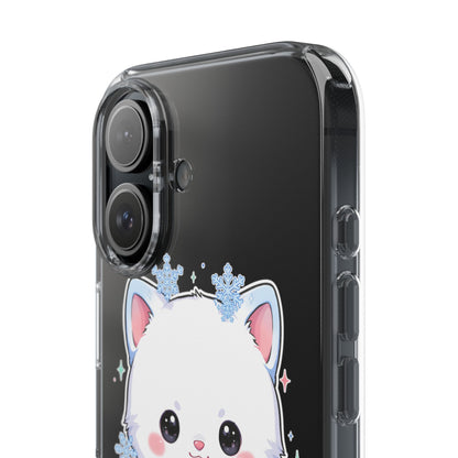 Kawaii Arctic Fox Phone Case, Cute Snowflake Clear Case