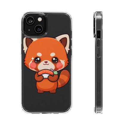 Red Panda Sushi Phone Case, Cute Kawaii Clear Case