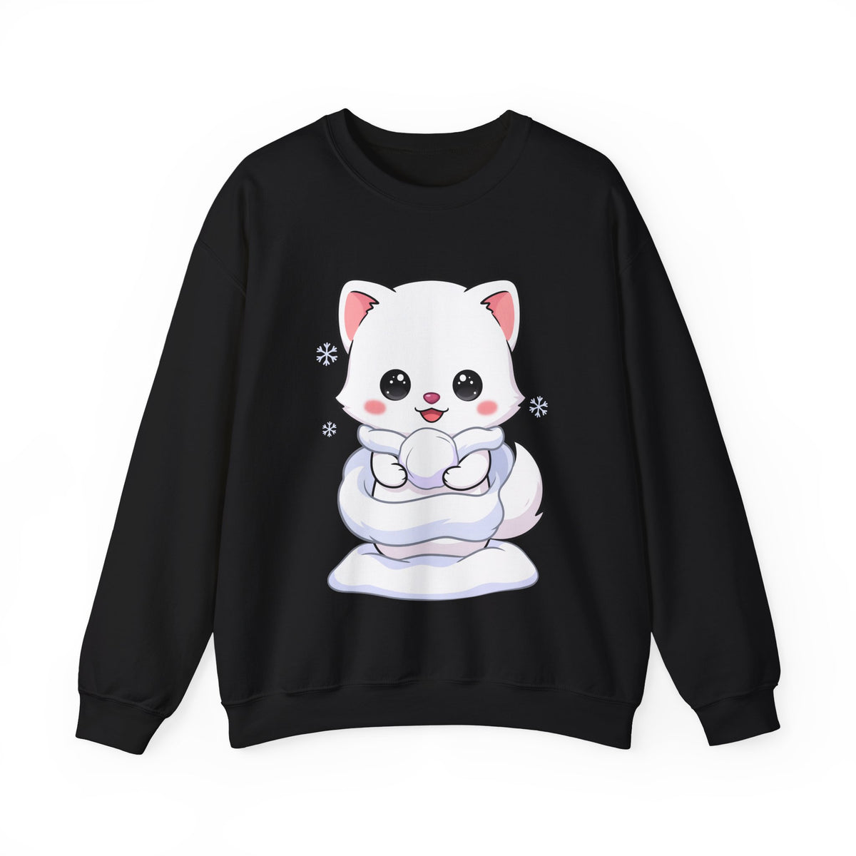 Kawaii Arctic Fox Sweatshirt, Cute Winter Animal Crewneck