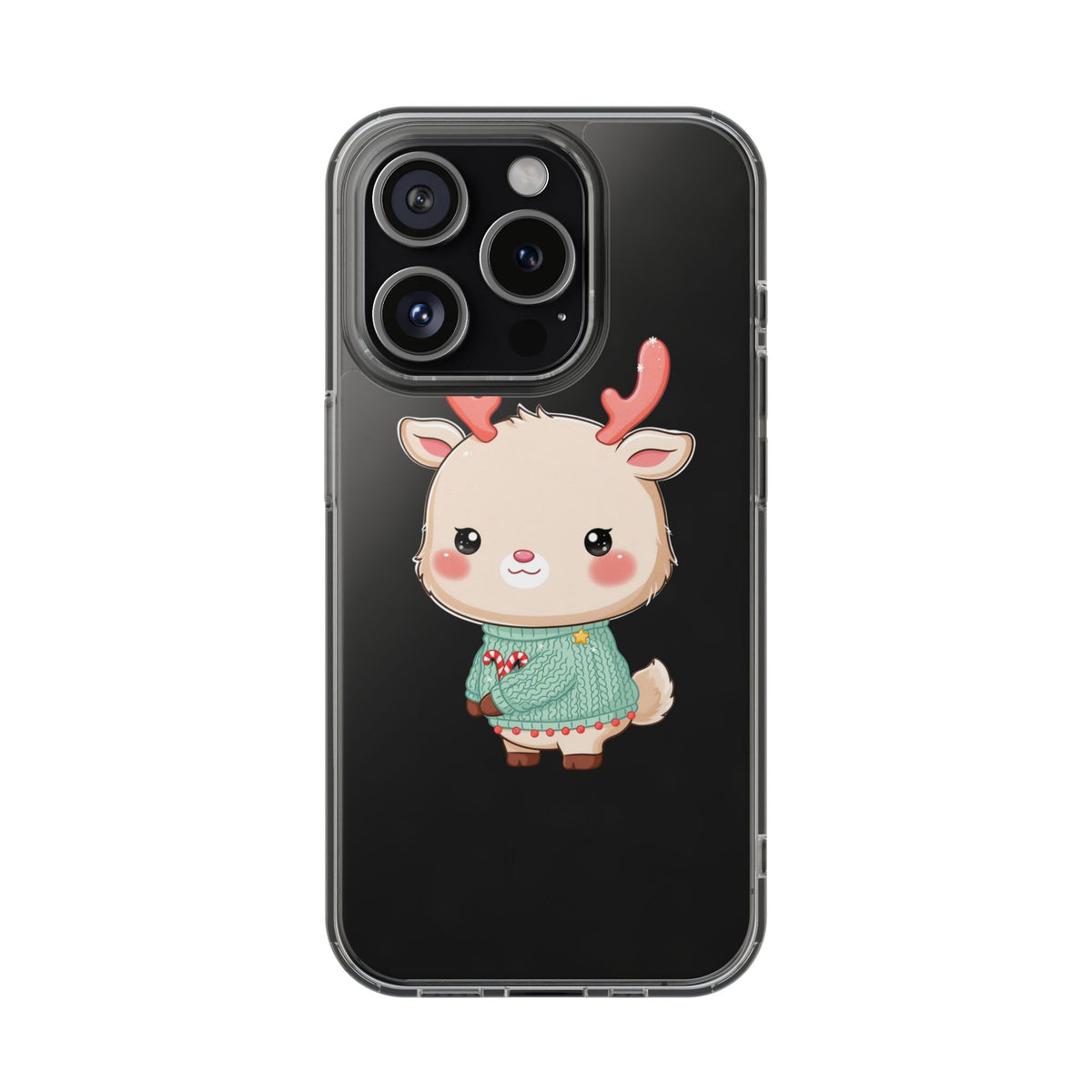 Kawaii Reindeer Clear Impact-Resistant Phone Case