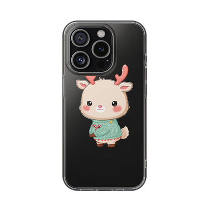 Kawaii Reindeer Clear Impact-Resistant Phone Case