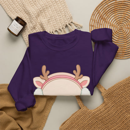 Kawaii Reindeer Sweatshirt, Cute Winter Crewneck