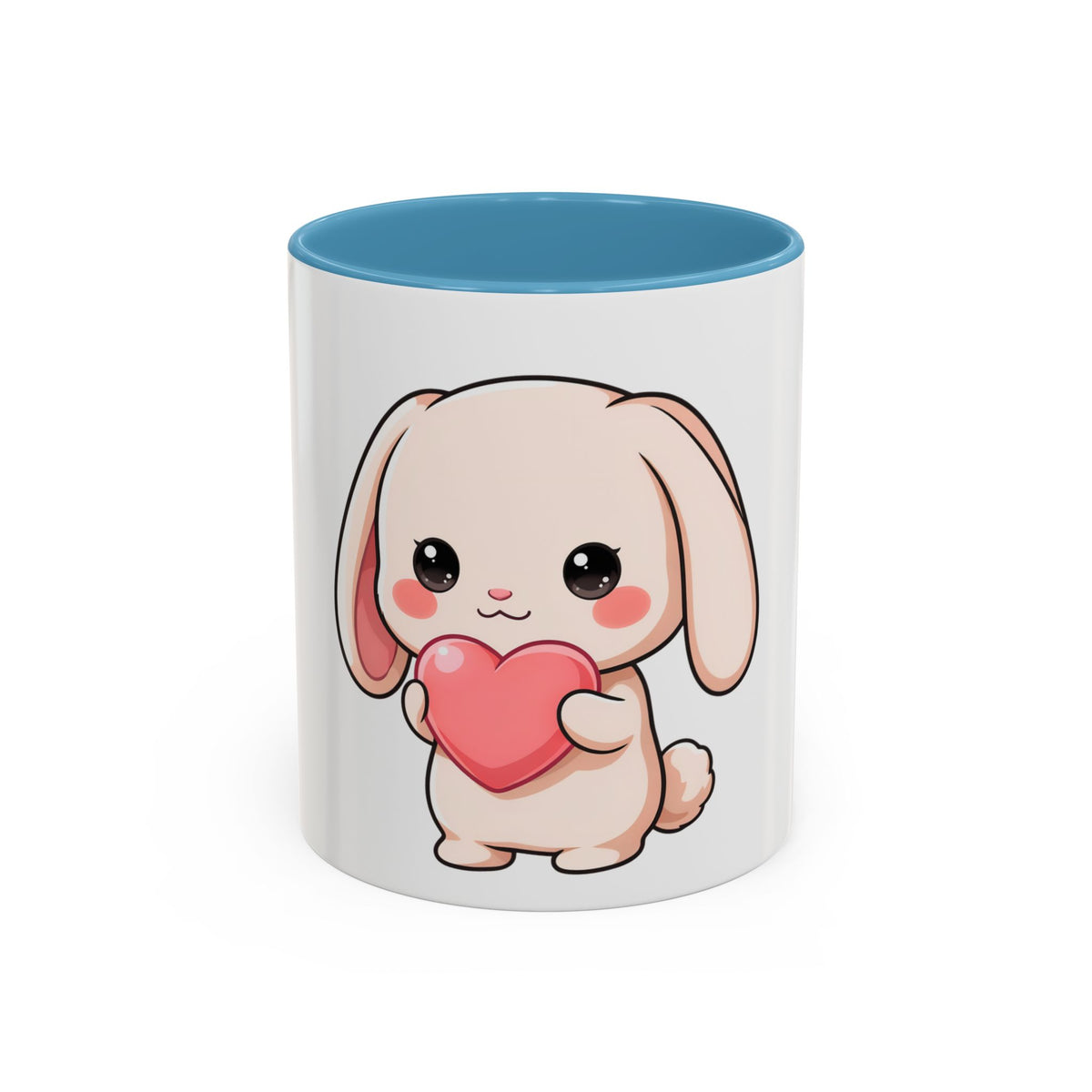 Kawaii Bunny Accent Coffee Mug with Heart, 11oz or 15oz