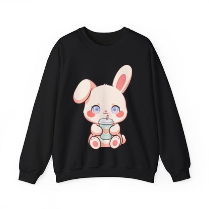 Kawaii Bunny Sweatshirt, Cute Latte Lover Crewneck