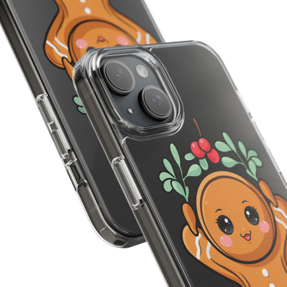 Kawaii Gingerbread Phone Case with Mistletoe Cheer