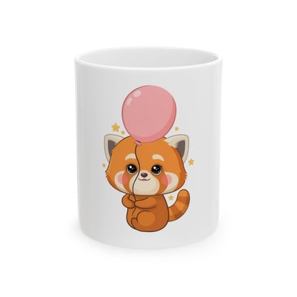 Kawaii Red Panda Mug with Balloon, 11oz or 15oz