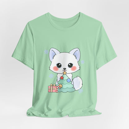Kawaii Christmas Fox T-Shirt for Cozy Holiday Decorating