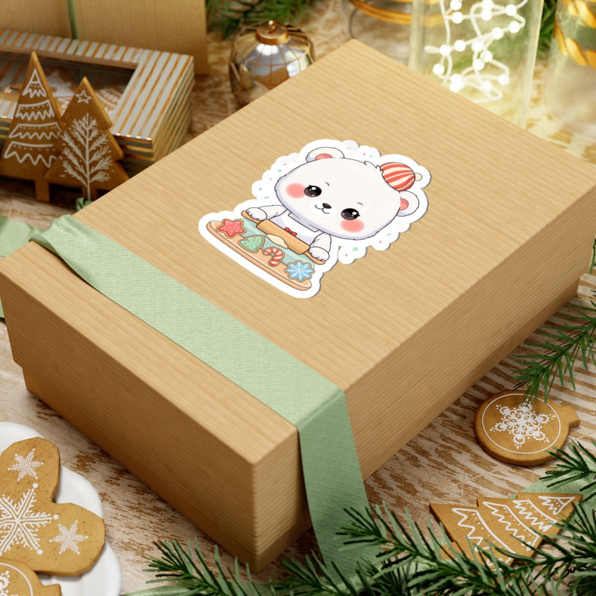 Christmas Baking Polar Bear Sticker for Holiday Cheer
