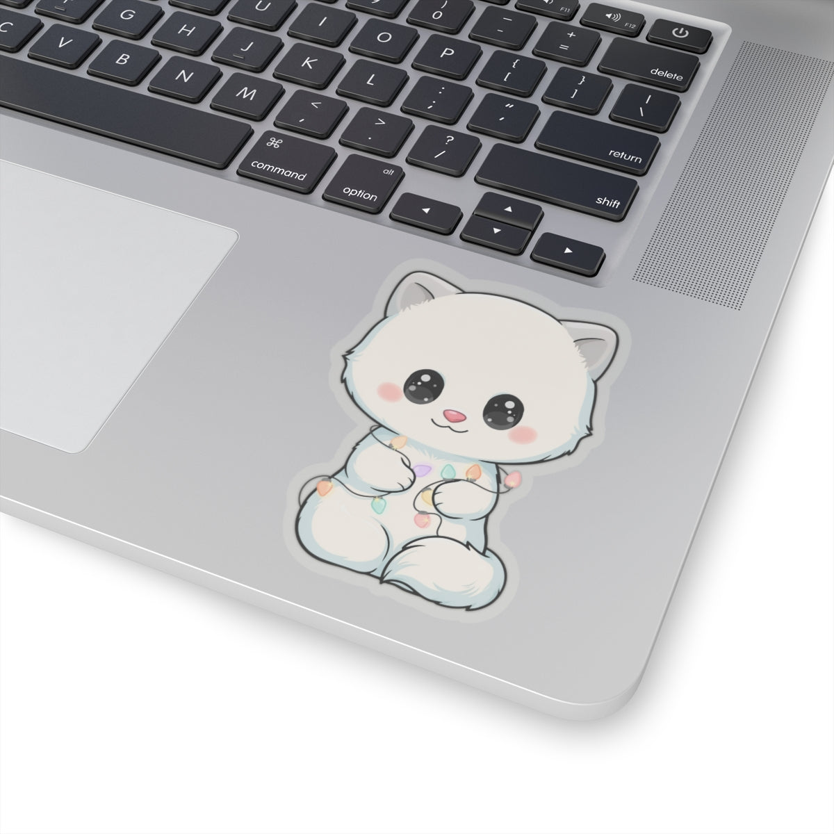 Kawaii Arctic Fox Sticker with Fairy Lights