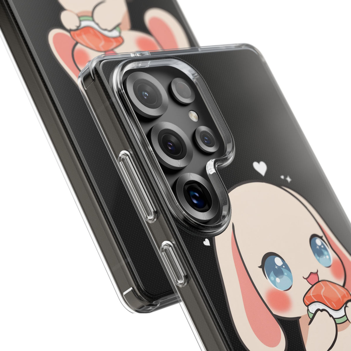 Kawaii Bunny Sushi Phone Case, Clear Impact-Resistant