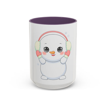 Kawaii Snowman Accent Coffee Mug for Cozy Winter Sips