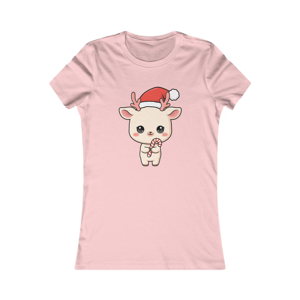 Kawaii Reindeer Christmas Women's Tee – Cute Holiday Shirt