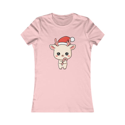 Kawaii Reindeer Christmas Women's Tee – Cute Holiday Shirt