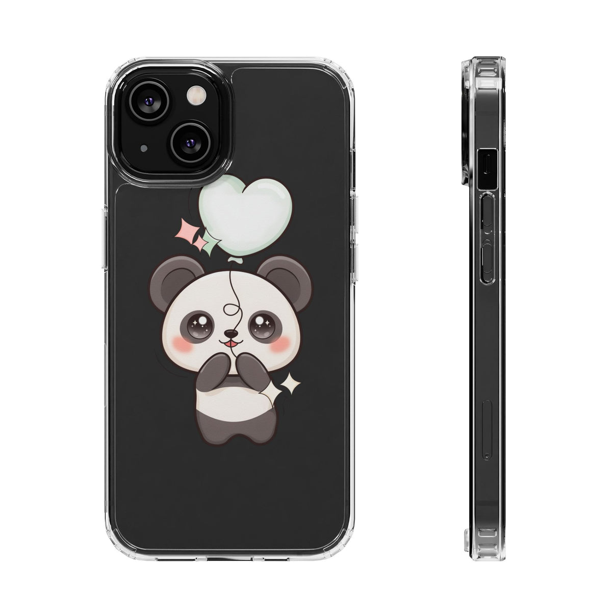 Kawaii Panda Clear Phone Case with Balloon