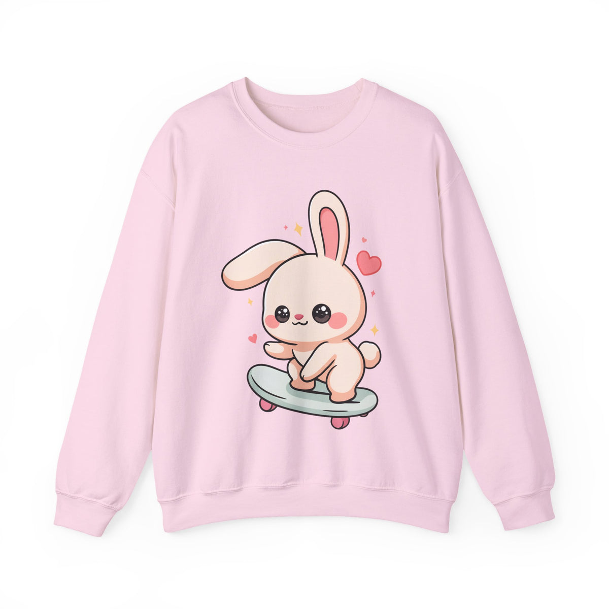 Kawaii Bunny Skateboard Sweatshirt, Cute Chibi Rabbit