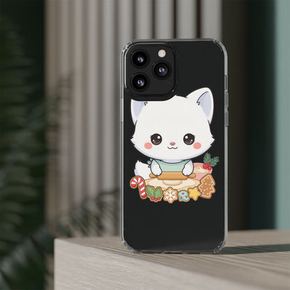 Christmas Fox Clear Phone Case, Kawaii Cookie Baker