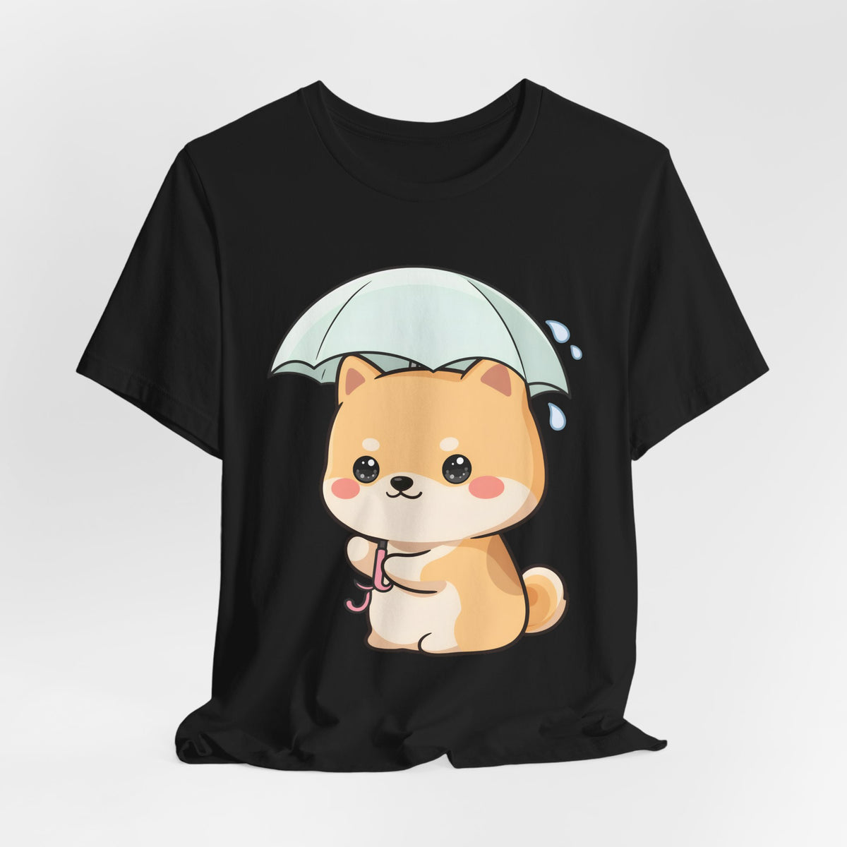 Kawaii Shiba Inu Umbrella T-Shirt for Rainy Day Fans