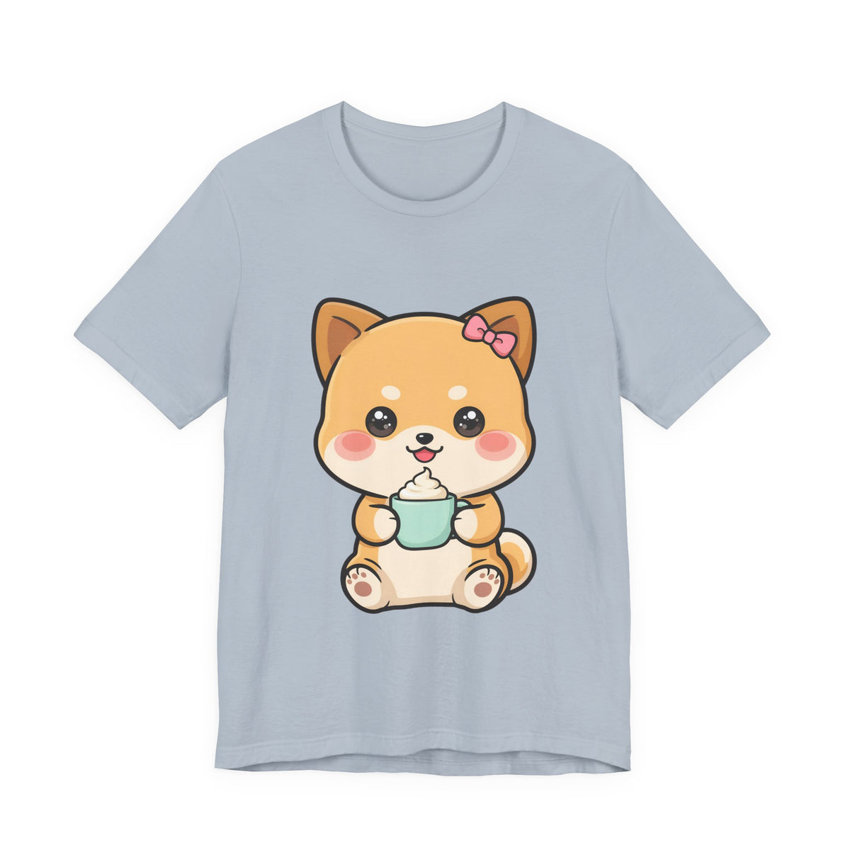Kawaii Shiba Inu Coffee T-Shirt, Cute Latte Lover Tee