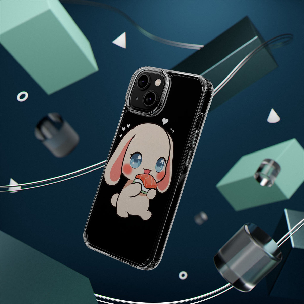 Kawaii Bunny Sushi Phone Case, Clear Impact-Resistant